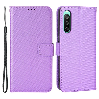 For Sony Xperia 10 V Stand Wallet Phone Case Diamond Texture PU Leather + TPU Phone Cover - Purple