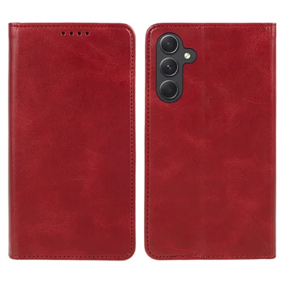 For Samsung Galaxy A54 5G Anti-Scratch PU Leather Stand Case Calf Texture Wallet Anti-drop Phone Cover - Red