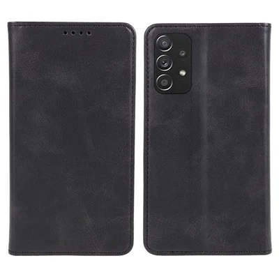 For Samsung Galaxy A52s 5G / A52 5G / 4G PU Leather Stand Case Anti-Scratch Calf Texture Wallet Dustproof Phone Cover - Black