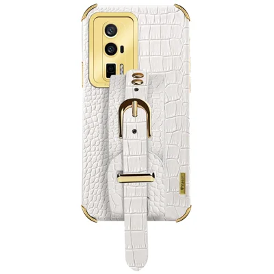 For Xiaomi Redmi K60 5G / K60 Pro 5G / Poco F5 Pro 5G Wristband Kickstand Case Electroplating PU Leather+ TPU Phone Cover - White