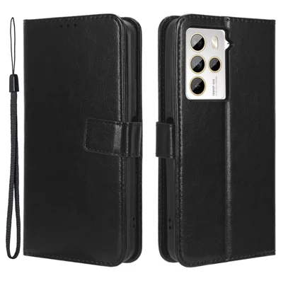 Per HTC U23 Pro 5G Stand Wallet Crazy Horse Texture Flip Case PU Pelle Cover Telefono - Nero