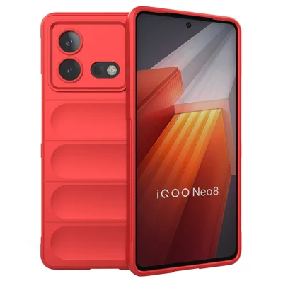For vivo iQOO Neo8 5G TPU Phone Case Rugged Back Shock Absorbing Anti-Fall Cover - Rød