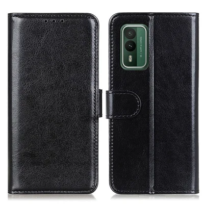 Para Nokia XR21 PU Leather Crazy Horse Texture Folio Case Wallet Stand Flip Phone Cover - Preto