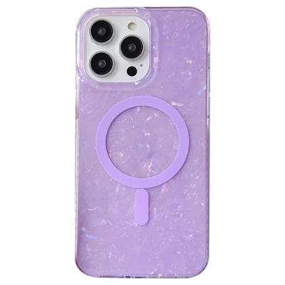 For iPhone 14 Pro Max IMD Shell Pattern TPU + PC Phone Case Anti-scratch Cover Compatible with MagSafe - Light Purple