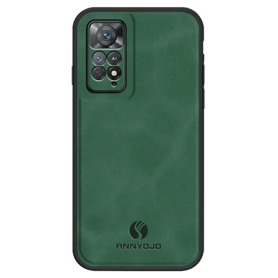 ANNYOJO For Xiaomi Redmi Note 11 Pro 4G (Mediatek) / Note 11 Pro 5G (Qualcomm) PU Leather+PC+TPU Phone Protector Case with Car Mount Metal Sheet - Green