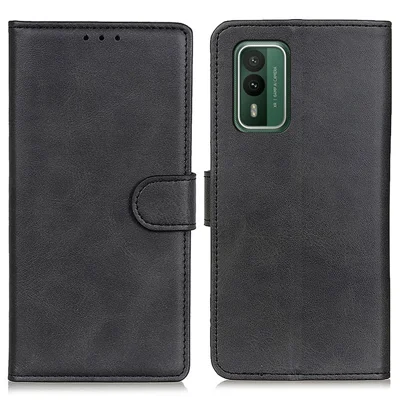 Capa de Celular para Nokia XR21, Textura de Couro de Vaca PU Couro+TPU Dobrável Carteira Capa - Preto