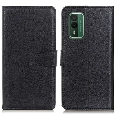 Para Nokia XR21 Anti-Scratch Phone Case Wallet Stand Litchi Texture PU Leather Protective Shell - Preto