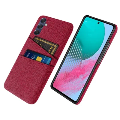 Phone Case for Samsung Galaxy M54 5G / F54 5G , PC + Cloth Anti-drop Cover with Dual Card Slots - Red