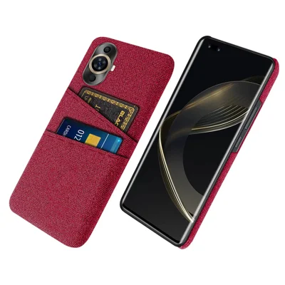 For Huawei nova 11 Pro / nova 11 Ultra Dual Card Slots Phone Case Hard PC + Cloth Phone Cover - Red