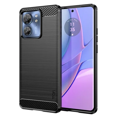 MOFI JK TPU Series-1 para Motorola Edge 40 5G Funda de TPU de fibra de carbono con acabado cepillado y protección - Negro