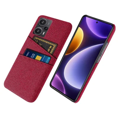 Para el estuche del teléfono Xiaomi Redmi Note 12 Turbo / Poco F5 5G - Funda de PC duro + tela con ranuras para tarjetas duales - Rojo