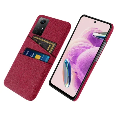 Capa de Telefone para Xiaomi Redmi Note 12S 4G, Slots Duplos para Cartões, Capa de Telefone Móvel de PC Duro + Pano - Vermelho