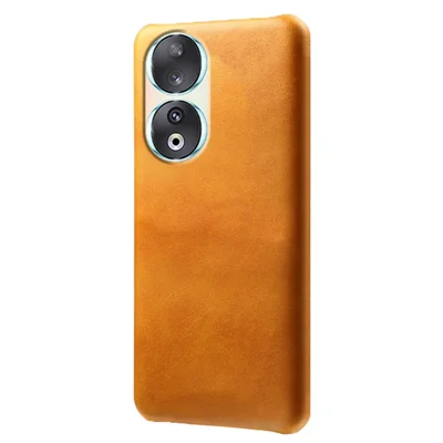 For Honor 90 PU Leather Coated Hard PC Cover Calf Texture Shockproof Phone Case - Orange