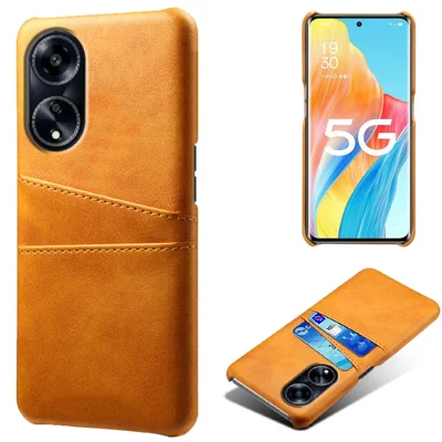 For Oppo A1 5G / A98 5G / F23 5G Dual Card Slots Phone Cover PU Leather Coated PC Protective Case - Orange