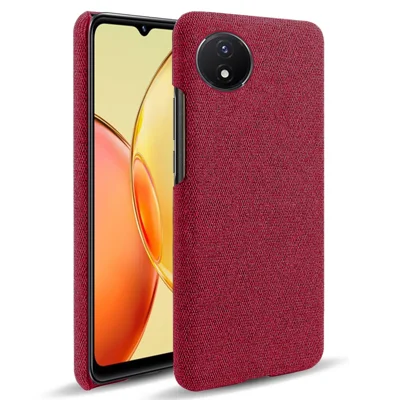 Coque de protection pour vivo Y02 4G / Y02A 4G / Y11 (2023), Housse de téléphone anti-choc en tissu + PC dur - Rouge