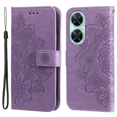 For Huawei nova 11i / Maimang 20 / Enjoy 60 Pro Case Floral Pattern PU Leather Wallet Stand Phone Cover - Purple