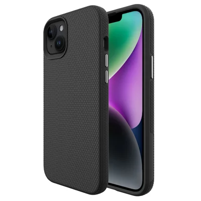 Funda antideslizante de cuatro esquinas para iPhone 15, funda protectora de TPU+PC - Negro