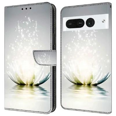 For Google Pixel 7 Pro 5G PU Leather Stand Cover 3D Pattern Printed Flip Wallet Phone Case - Lotus