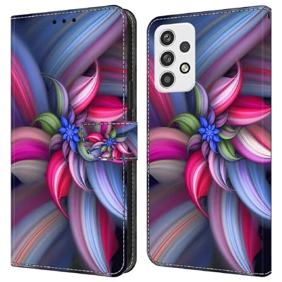 For Samsung Galaxy A23 5G (Global Version) Leather Flip Case Printed 3D Pattern Stand Wallet Phone Cover - Colorful Flowers