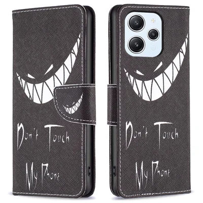 For Xiaomi Redmi 12 4G Pattern Printing PU Leather Cover Anti-drop Wallet Stand Phone Case - Don't Touch My Phone
