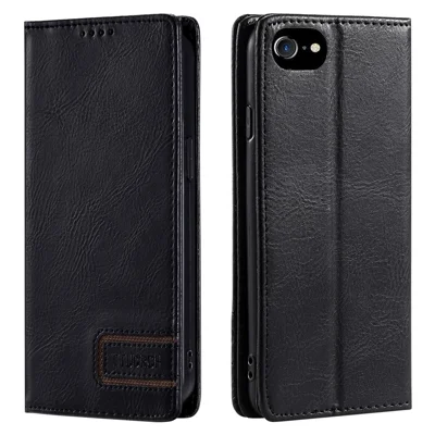 TTUDRCH Style 007 Wallet Case voor iPhone 6 / 6s / 7 / 8 / SE (2020) / SE (2022) Stand RFID-blokkering Leer Telefoonhoes - Zwart