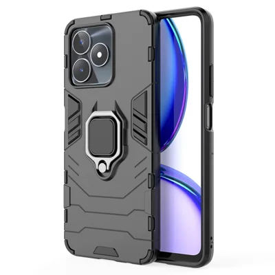Pour Realme C53 (Global) / C53 (Inde) / C51 / Note 50 4G TPU + PC Étui Anti-chute avec Support Anneau Porte-monnaie - Noir