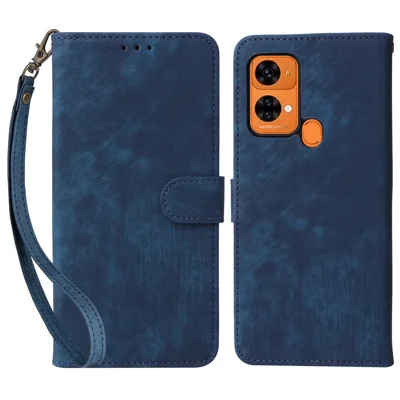 For Oukitel C33 Phone Cover RFID Blocking Wallet Stand Shell Drop Proof Leather Case - Blue