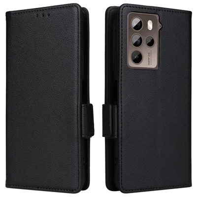 Phone Case for HTC U23 / U23 Pro 5G Litchi Texture Wallet Stand PU Leather Cover - Black