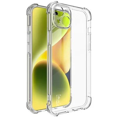 IMAK For iPhone 15 Plus Phone Case Four Corner Shock-Absorbed Clear Back Cover Soft TPU Phone Shell - Transparent