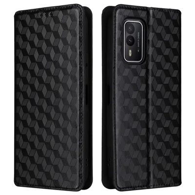 Capa Protetora com Estampa de Losango para Nokia XR21 à Prova de Impactos - Capa de Couro PU Preta