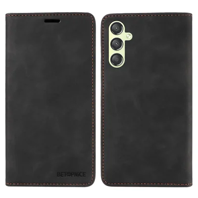BETOPNICE 003 For Samsung Galaxy A24 4G (162.1 x 77.6 x 8.3mm) RFID Blocking PU Leather Stand Cover Shockproof Wallet Cell Phone Case - Black