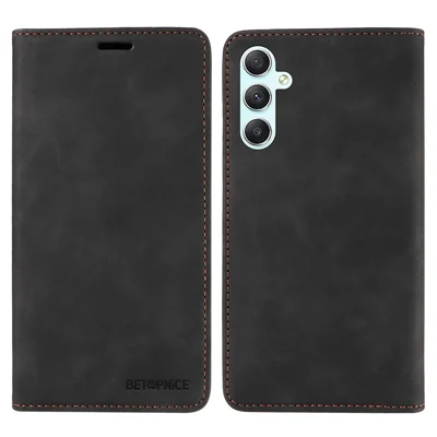 BETOPNICE 003 For Samsung Galaxy A34 5G Wallet RFID Blocking Phone Stand Cover Shockproof PU Leather Case - Black