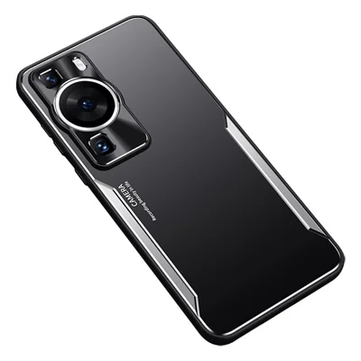 Für Huawei P60 Stoßfeste Handyhülle Aluminium-Legierung + TPU Kratzfeste Abdeckung - Silber