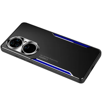 Case de Teléfono a Prueba de Choque Para la Aleación de Aluminio Huawei P50 Pro 4g+tpu Tapa Trasera - Azul