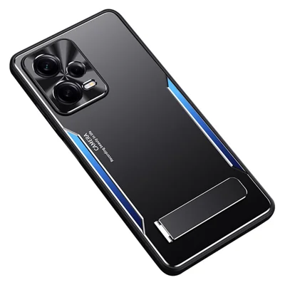 For Xiaomi Redmi Note 12 Pro+ 5G TPU+Aluminium Alloy Kickstand Case Shockproof Phone Cover - Blue