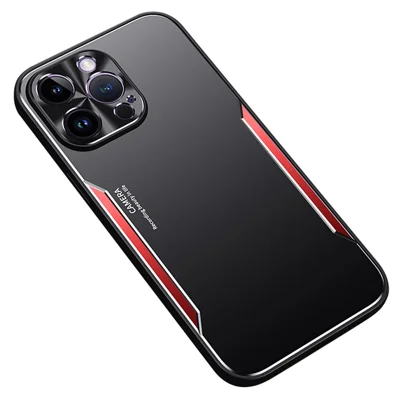 For iPhone 13 Pro 6.1 inch Phone Case Aluminium Alloy + TPU Cellphone Protective Shell - Red