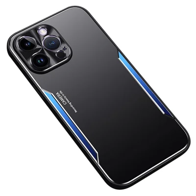 Back Cover for iPhone 13 Pro Max 6.7 inch Phone Case Aluminium Alloy + TPU Cellphone Shell - Blue