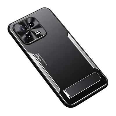 For Xiaomi 13 Cell Phone Cover Hard Aluminium Alloy + Flexible TPU Kickstand Phone Case - Silver