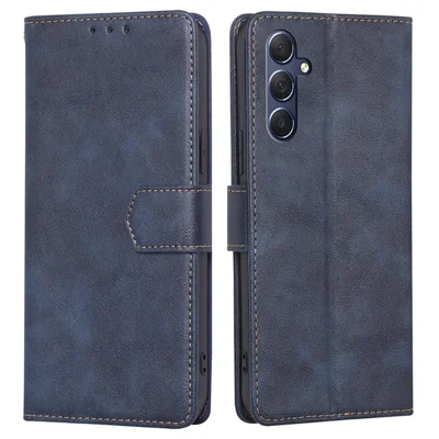 For Samsung Galaxy M54 / F54 5G RFID Blocking Wallet Phone Case PU Leather Stand Cover - Blue