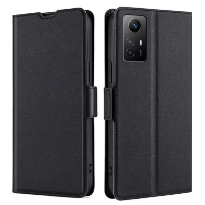 Para Xiaomi Redmi Note 12S 4G Capa Protetora de Telefone com Suporte para Cartão de Couro PU - Preta