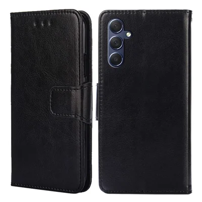 For Samsung Galaxy M54 5G / F54 5G Phone Case Textured Wallet Stand Strong Magnetic Closure PU Leather Cover - Black