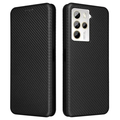 Per HTC U23 Pro 5G Phone Stand Case Carbon Fiber Texture Leather Cover con slot per schede - Nero