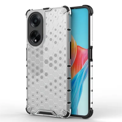 For Oppo A98 5G Anti-drop Phone Case TPU+PC Honeycomb Texture Cover - Grey