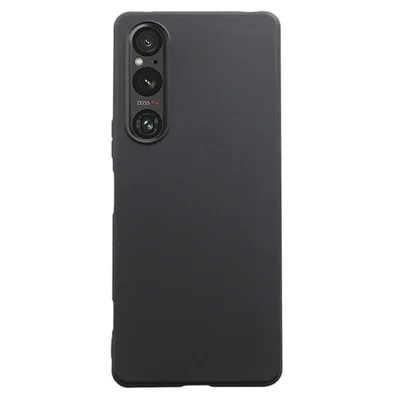 Glossy TPU Phone Case for Sony Xperia 1 V Slim Case Anti-Drop Cell Phone Protective Cover - Black