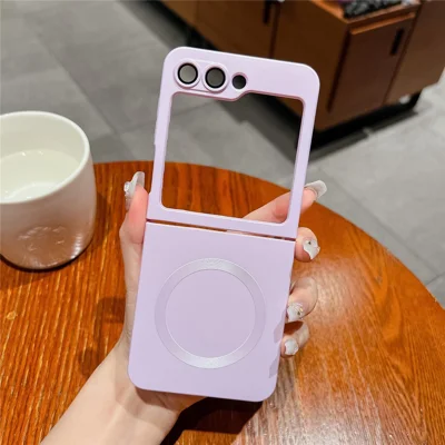 For Samsung Galaxy Z Flip5 5G Magnetic Phone Case Hard PC Skin Touch Feel Protective Cover - Purple