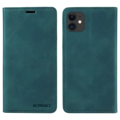 BETOPNICE 003 For iPhone 12 / 12 Pro 6.1 inch Cell Phone Cover Wallet Leather Stand RFID Blocking Case - Green
