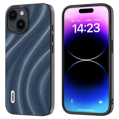 ABEEL Milky Way Series Phone Case for iPhone 15 , PU Leather Coated PC+TPU Anti-drop Cover - Blue