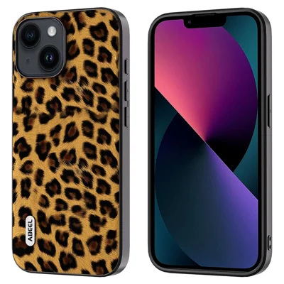ABEEL For iPhone 13 Leopard Texture Protective Shell PU Leather + TPU + PC Phone Back Cover - Gold