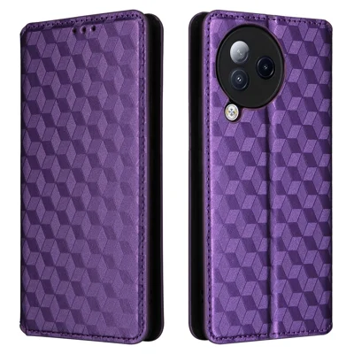 Для Xiaomi Civi 3 5G Ромбический рельефный чехол-кошелек из ПУ-кожи - Фиолетовый