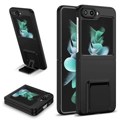 For Samsung Galaxy Z Flip5 5G Phone Case Shockproof Hard PC Cover with Kickstand - Black